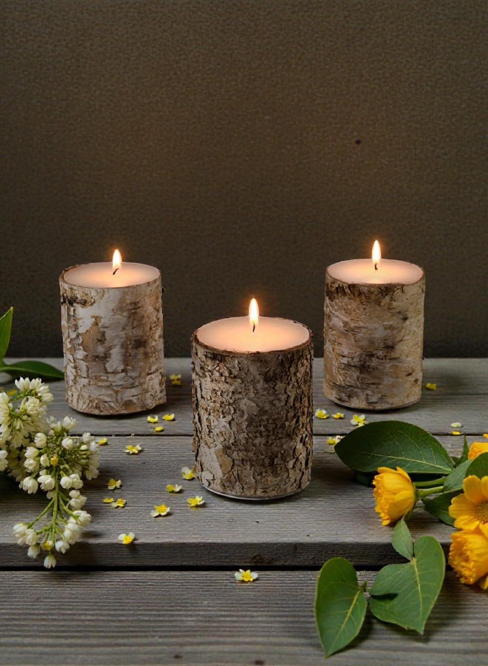 4" Birch Bark Candle, Set of 12