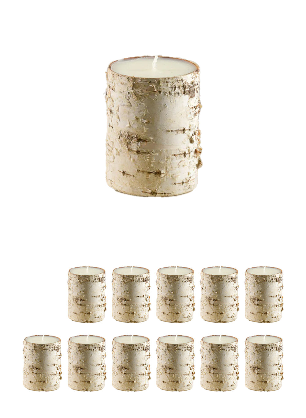 4" Birch Bark Candle, Set of 12