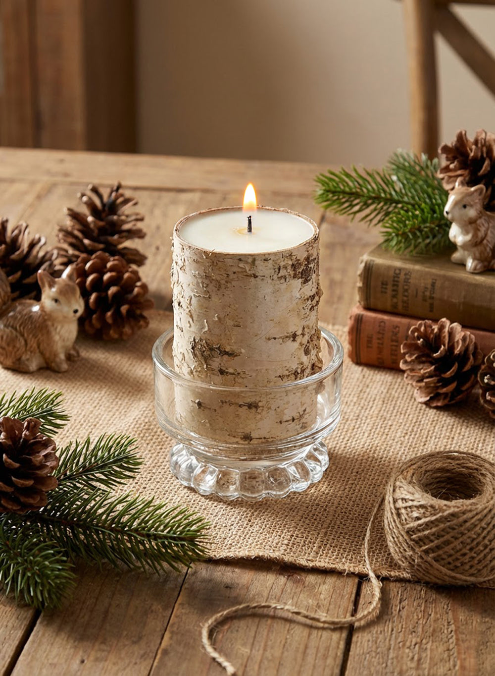 4" Birch Bark Candle, Set of 12