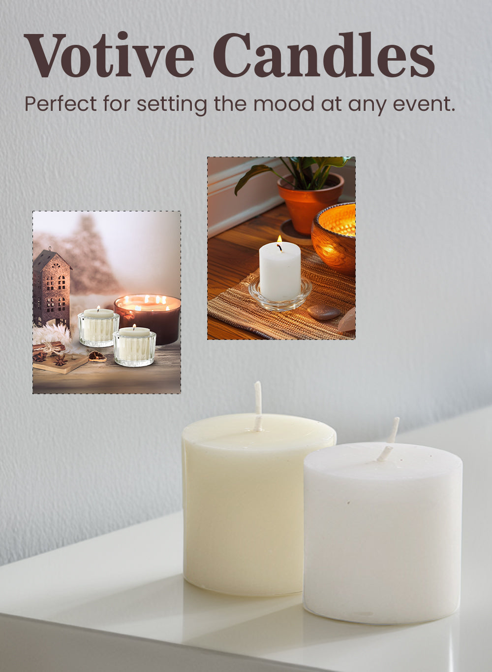 White / Ivory Votive Candle, Available in 2 Colors and Sizes