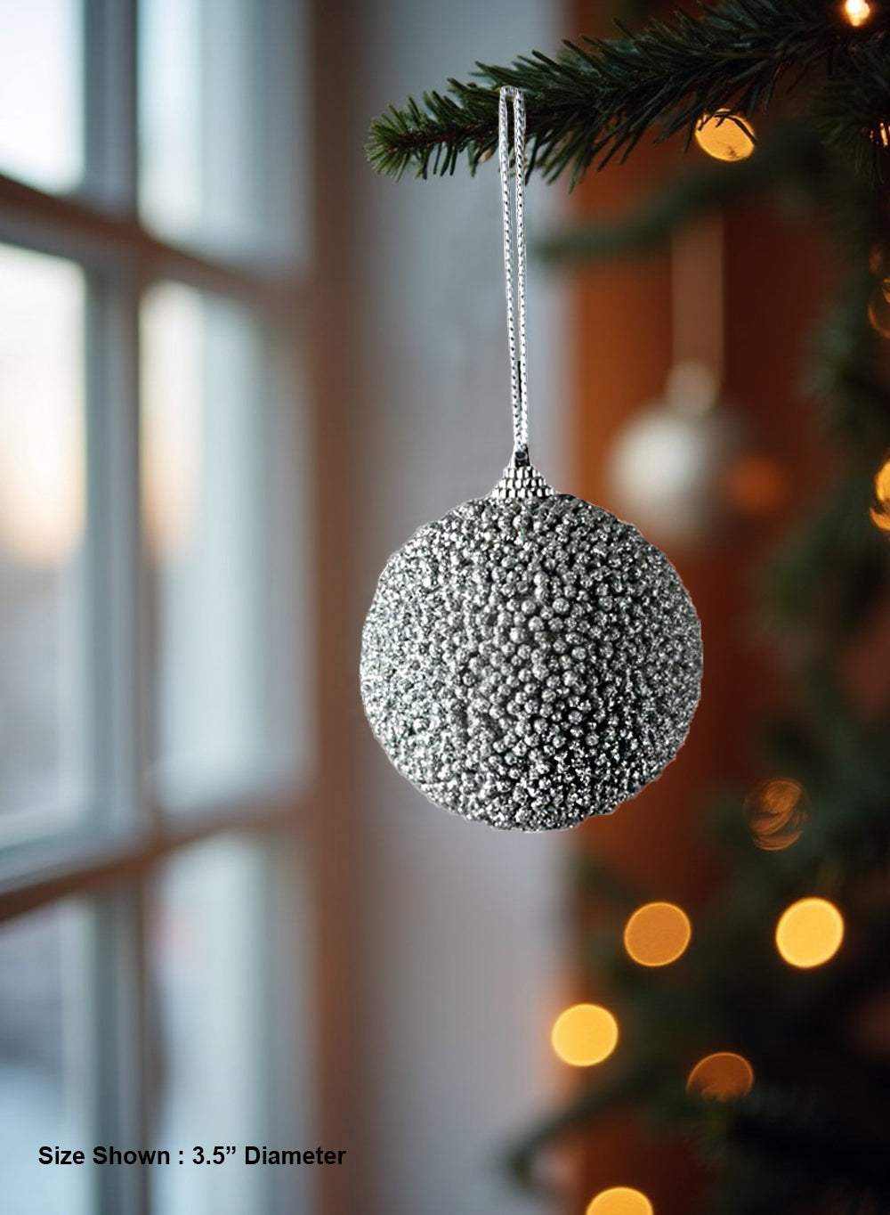 Beaded Ornament Balls, 3.5" Diameter, Pack of 6