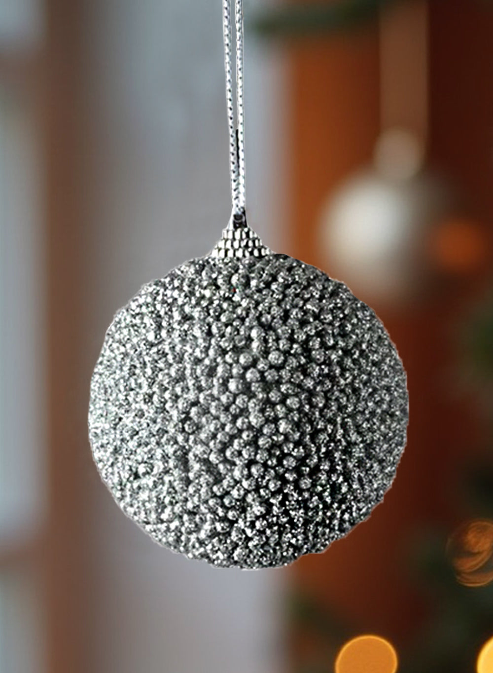 Beaded Ornament Balls, 3.5" Diameter, Pack of 6