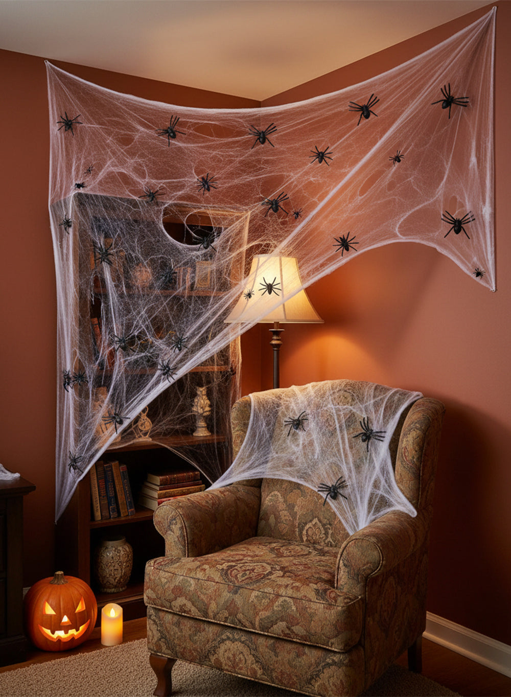 Spider Cobweb Halloween Decor Set, 6 Ft Long