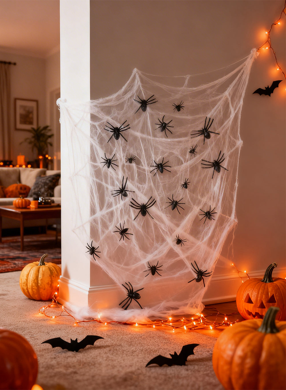 Spider Cobweb Halloween Decor Set, 6 Ft Long