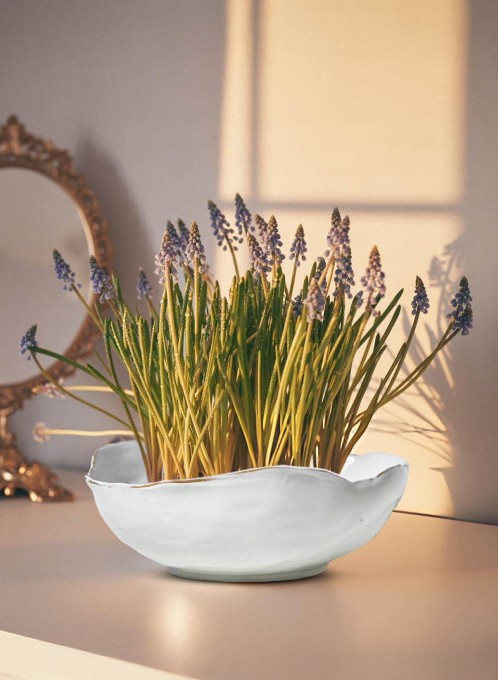 Free-Form Edge Glazed Ceramic Bowl, in 4 Sizes