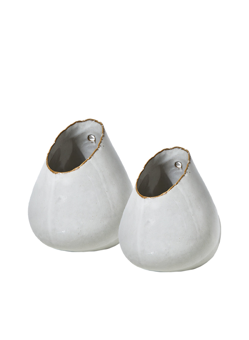 Free-From Edge Glazed Ceramic Vase, in 4 Shapes