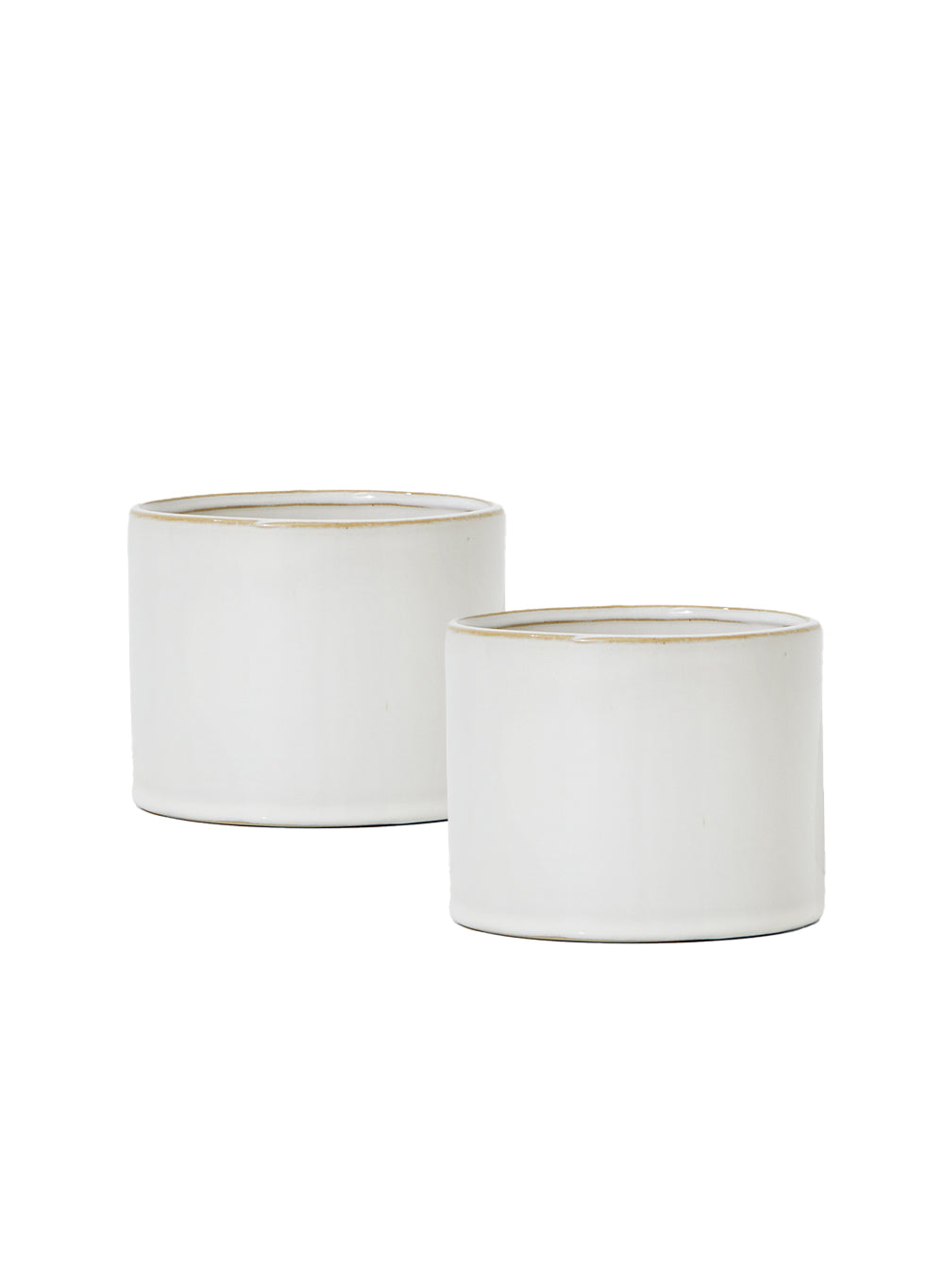 3.5" White Glazed Ceramic Pot with Gold Rim, Set of 2 & 24