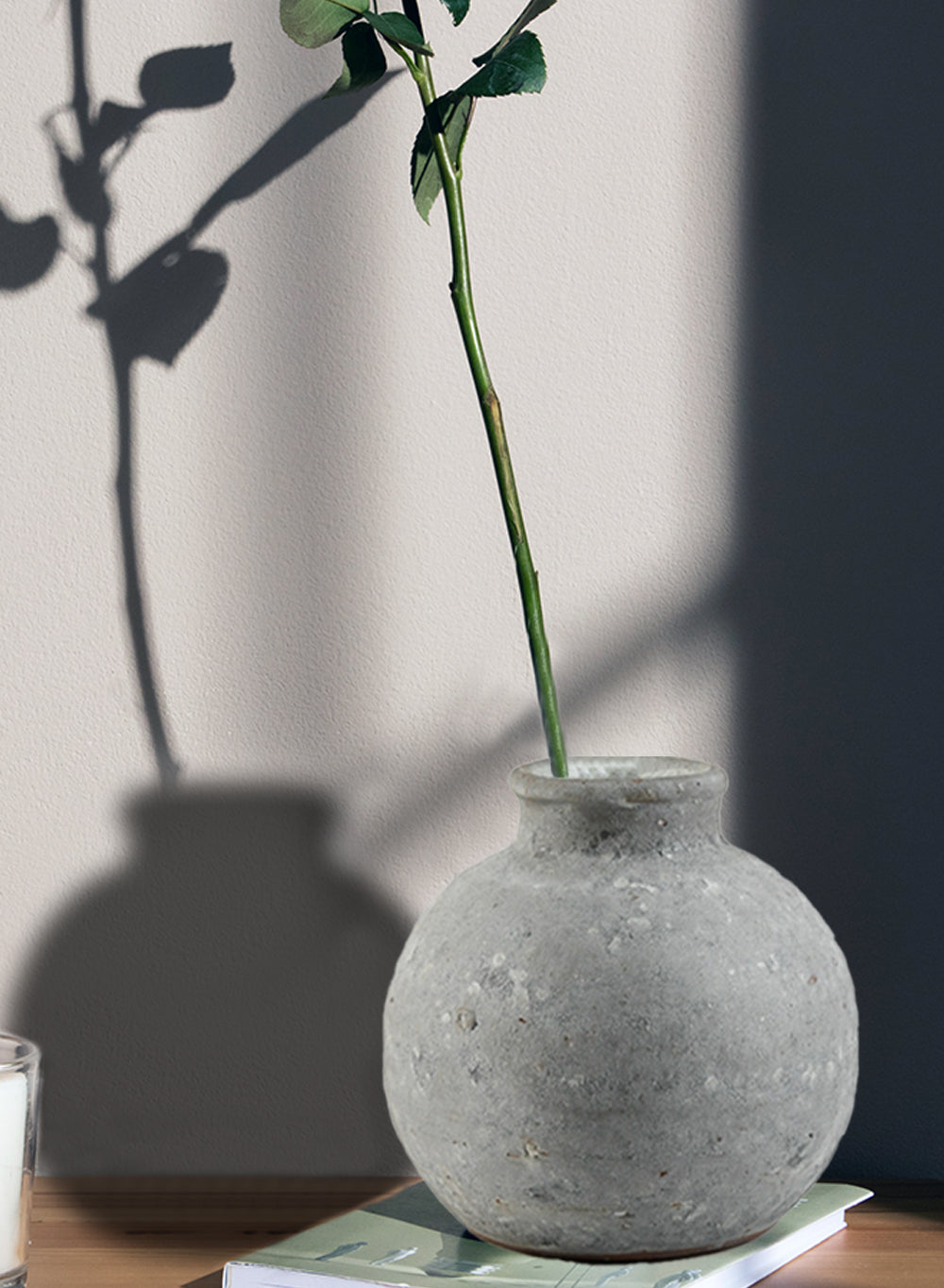 Antique Ashen Cement Vase, in 3 Shapes