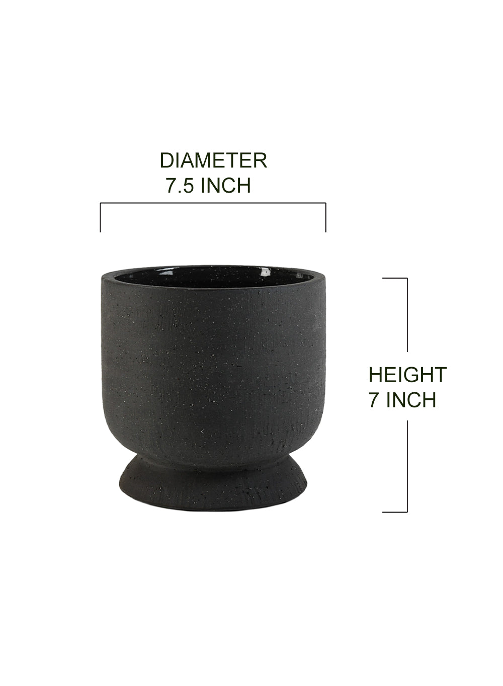 7" Nordic Matte Black Ceramic Pot