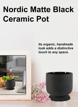 7" Nordic Matte Black Ceramic Pot