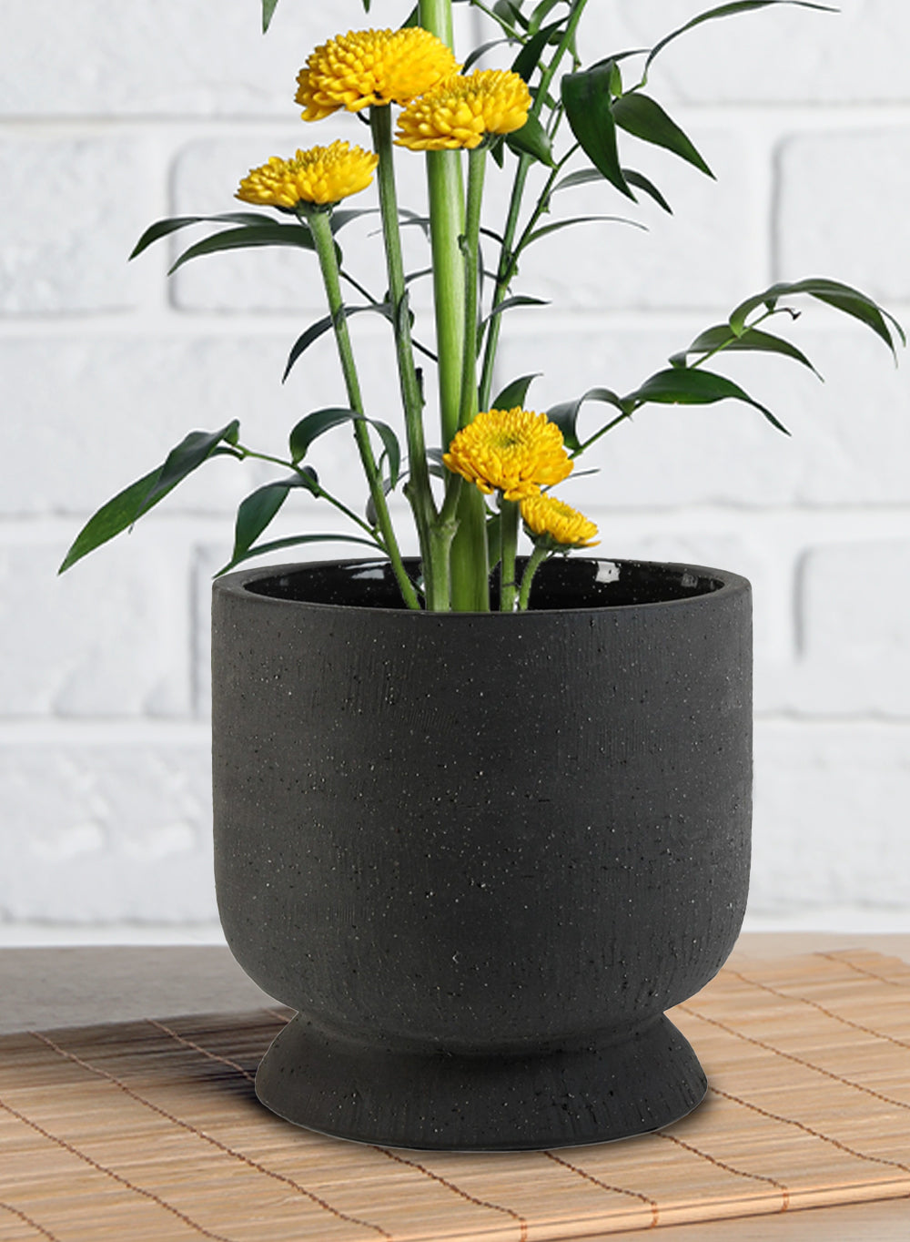 7" Nordic Matte Black Ceramic Pot