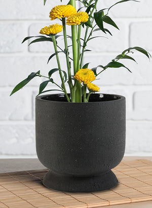 7" Nordic Matte Black Ceramic Pot