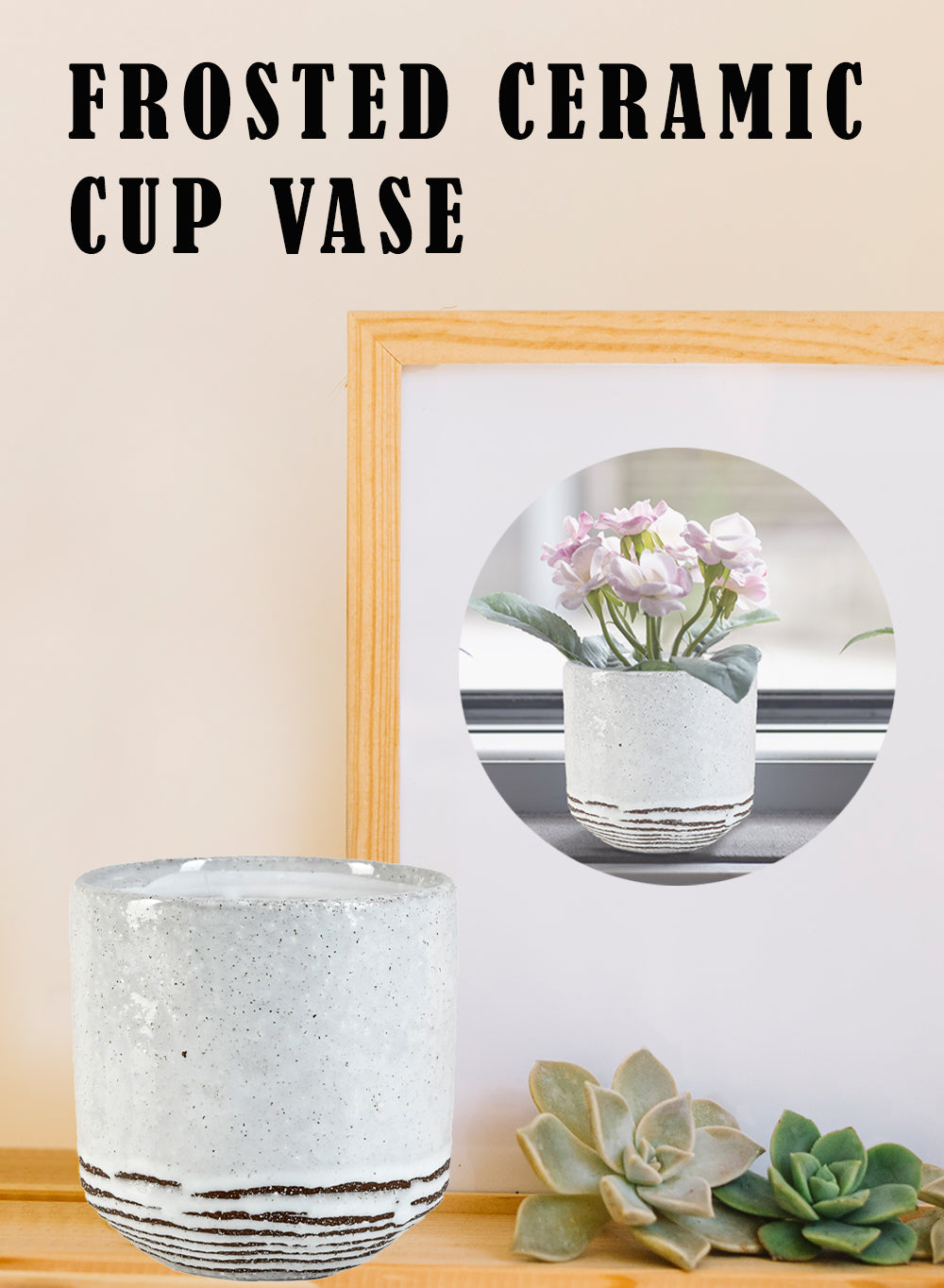 Frosted Ceramic Cup Vase, in 2 Sizes