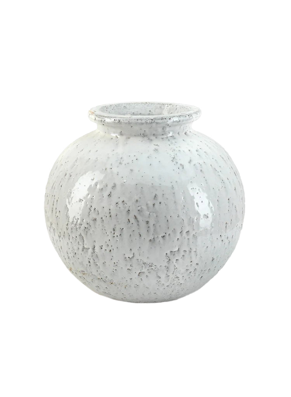 12" Elara Aged White Ceramic Urn Vase