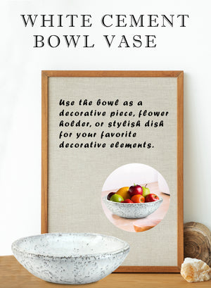 Vintage White Cement Bowl Vase, in 2 Sizes