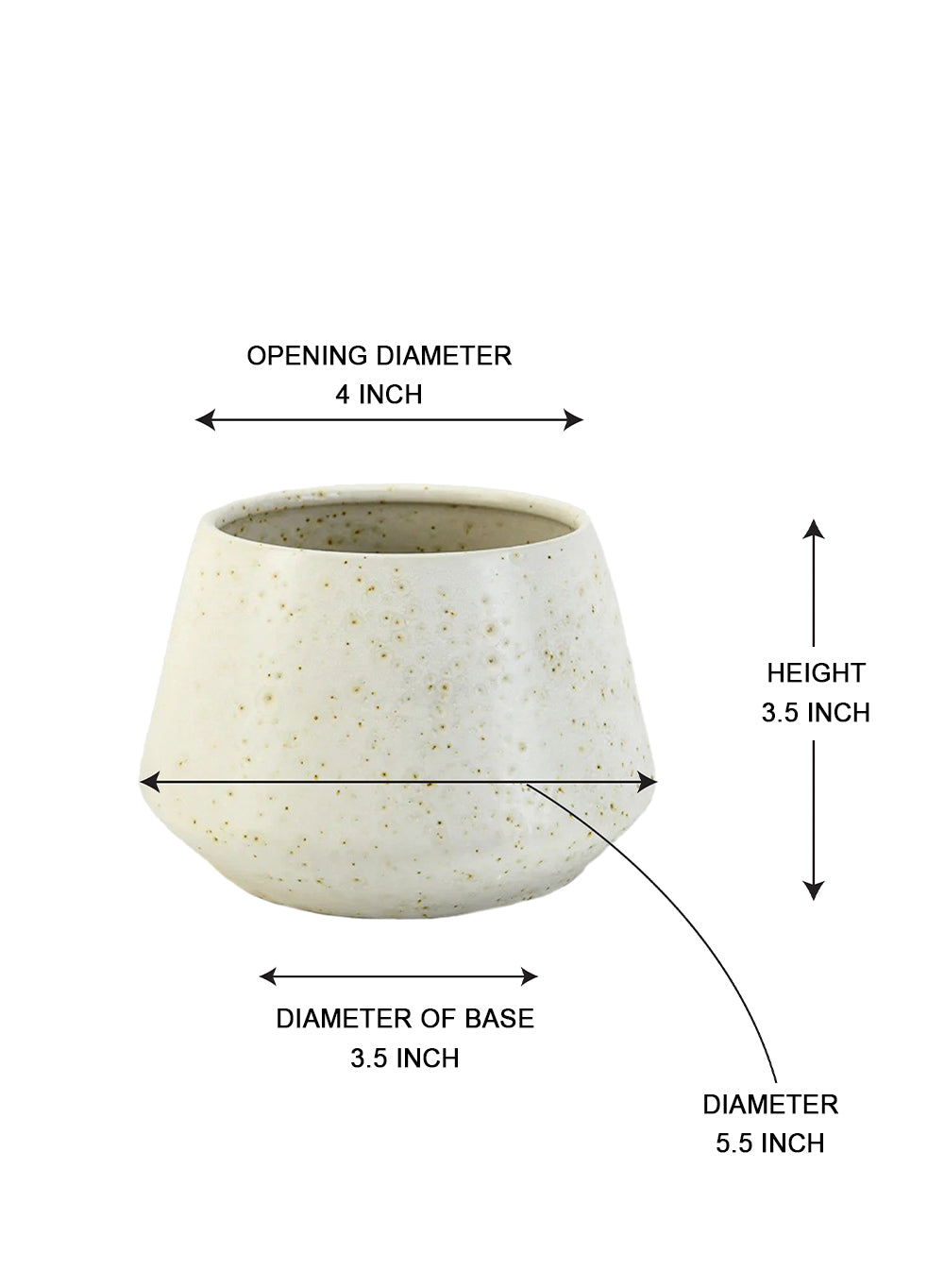 Nova Speckled Ceramic Pot, 5.5" Diameter & 3.5" Tall
