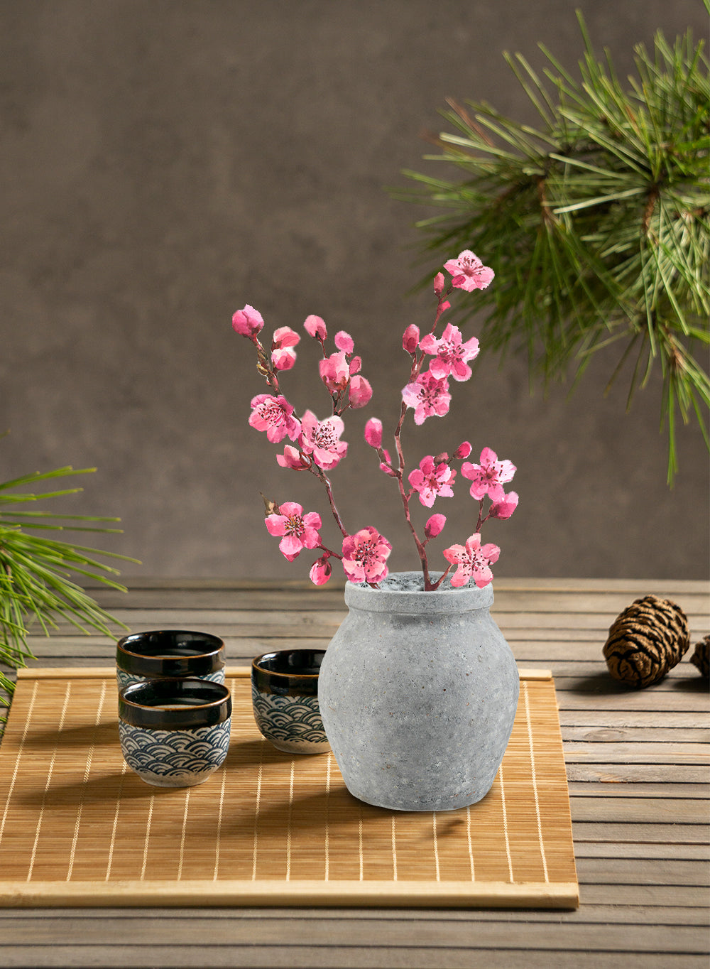 Antique Ashen Cement Vase, in 3 Shapes