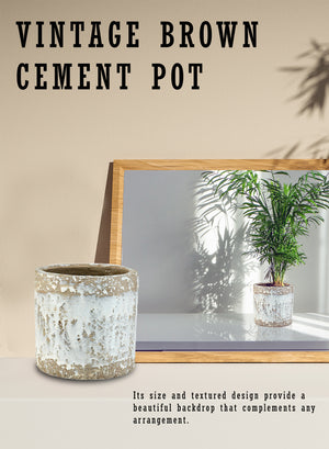 Vintage Brown Cement Vase, in 2 Shapes