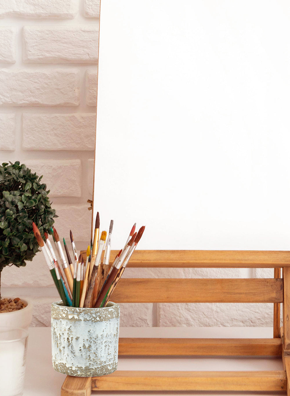 Vintage Brown Cement Vase, in 2 Shapes