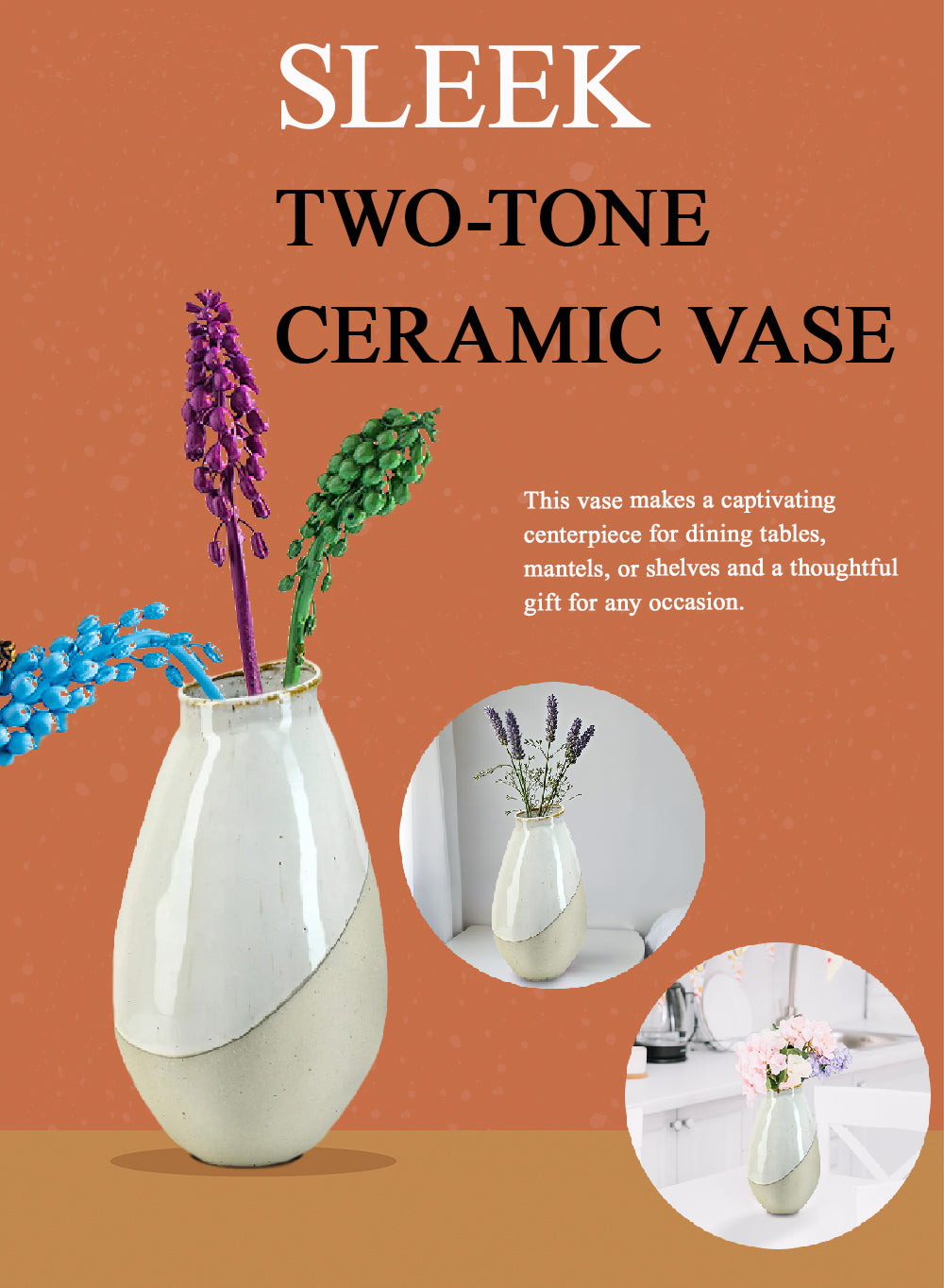 Sleek Two-Tone Ceramic Vase