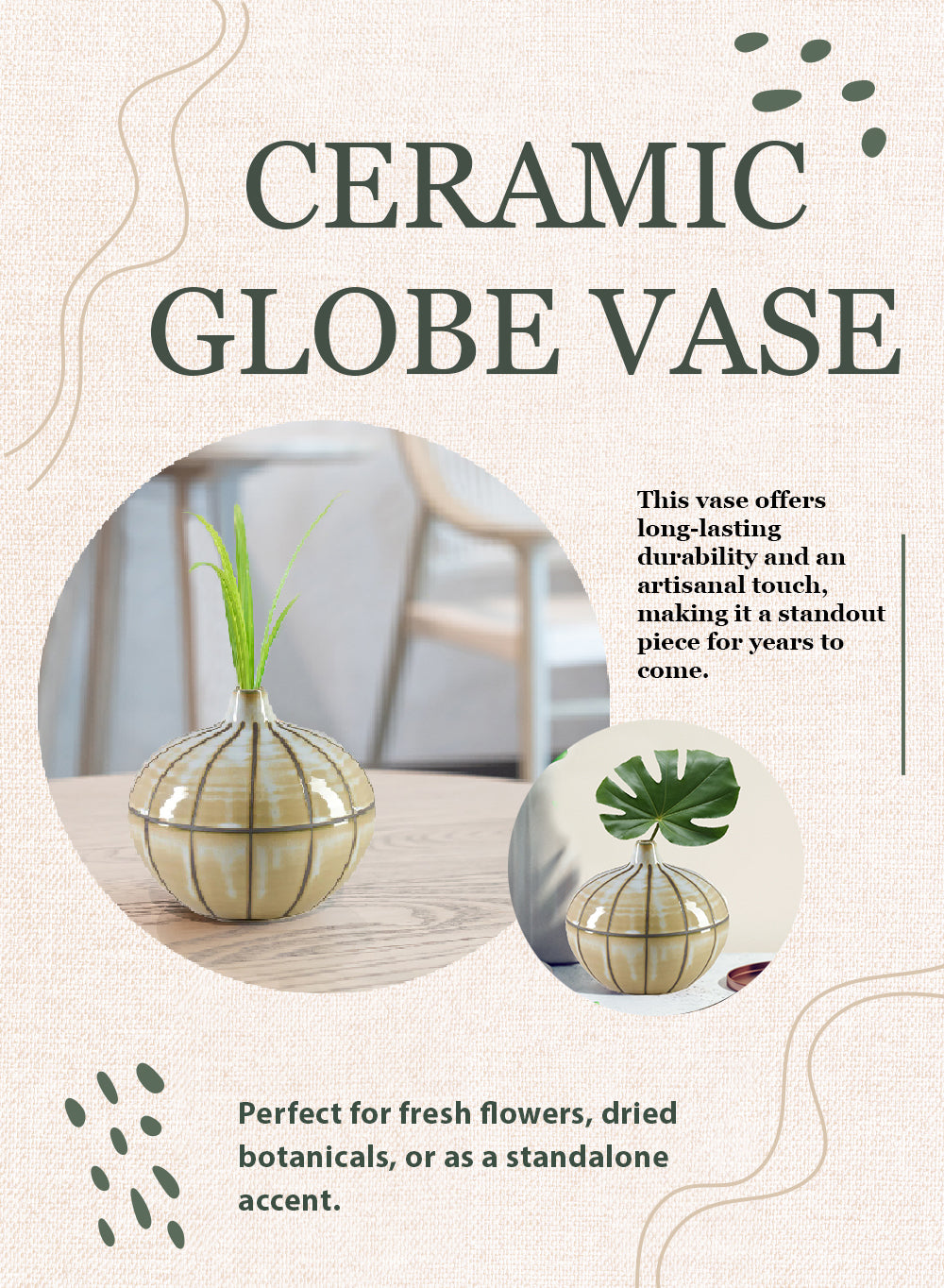 6.5" Ceramic Globe Vase