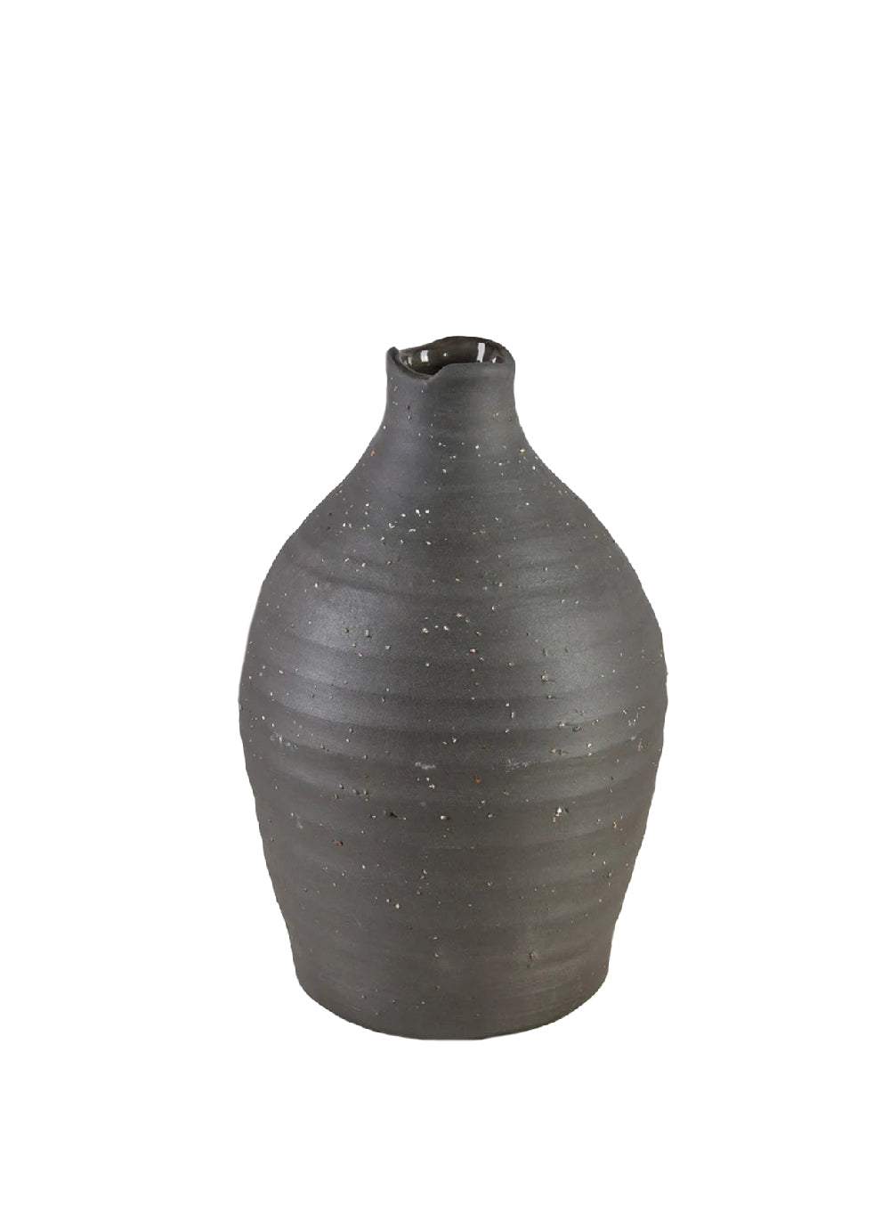 Artisan Black Ceramic Vase, 6" Diameter & 8.5" Tall