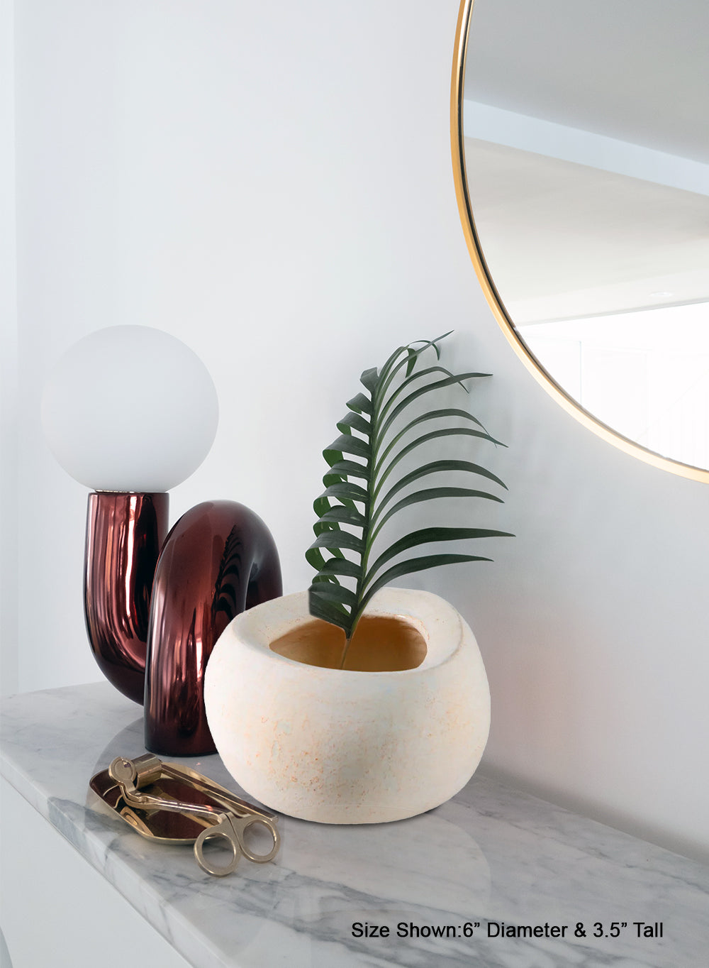 Sienna Ivory Cement Bowl, 6" Diameter & 3.5" Tall