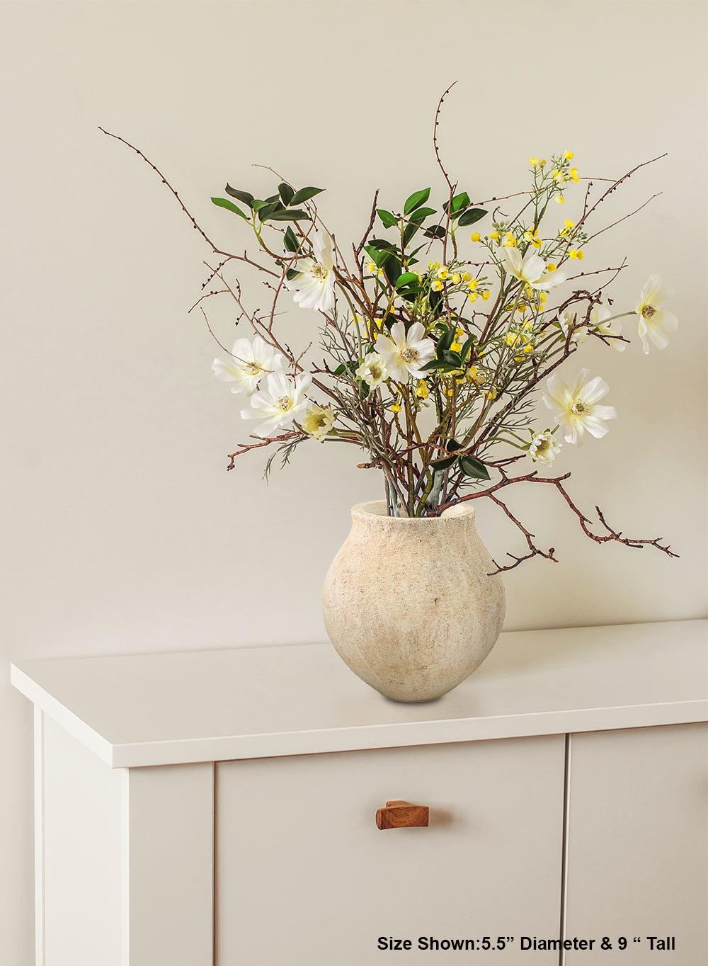 Terrava Sandstone Vase, 8.5" Diameter &  9" Tall