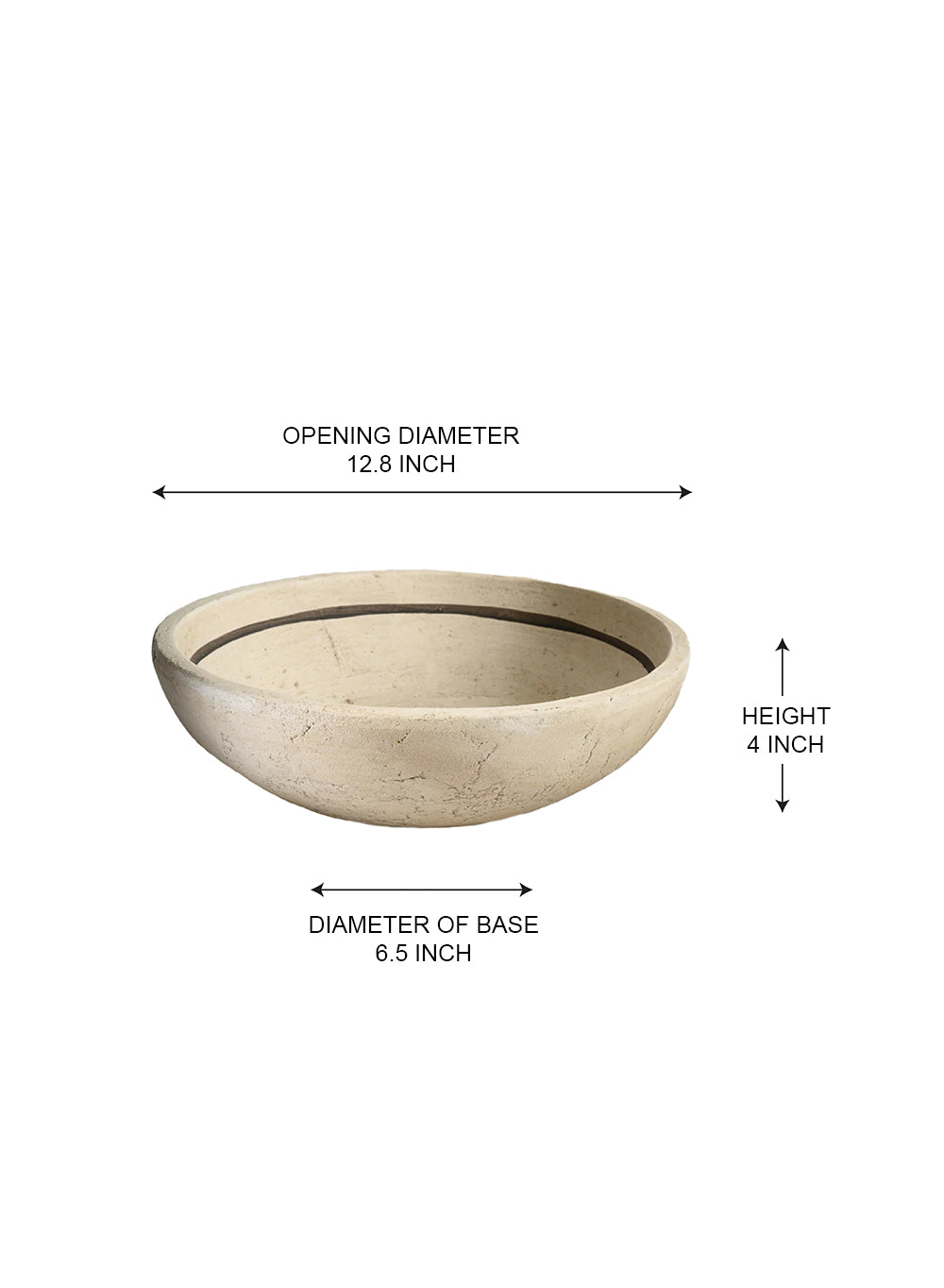 Sandstone Bowl Vase, 12.8" Diameter & 4" Tall