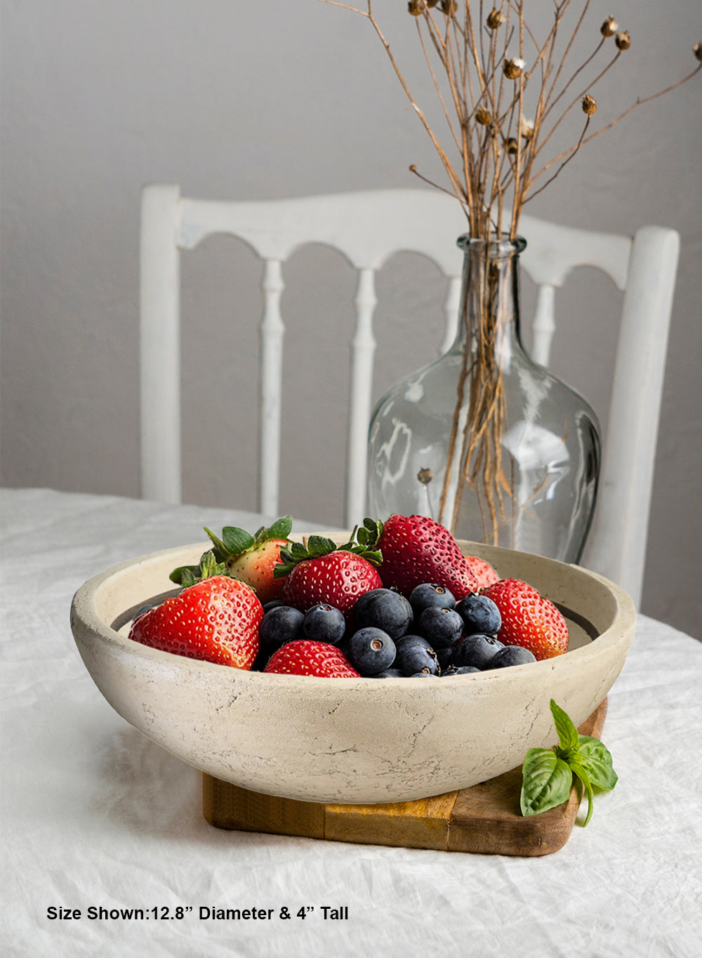 Sandstone Bowl Vase, 12.8" Diameter & 4" Tall