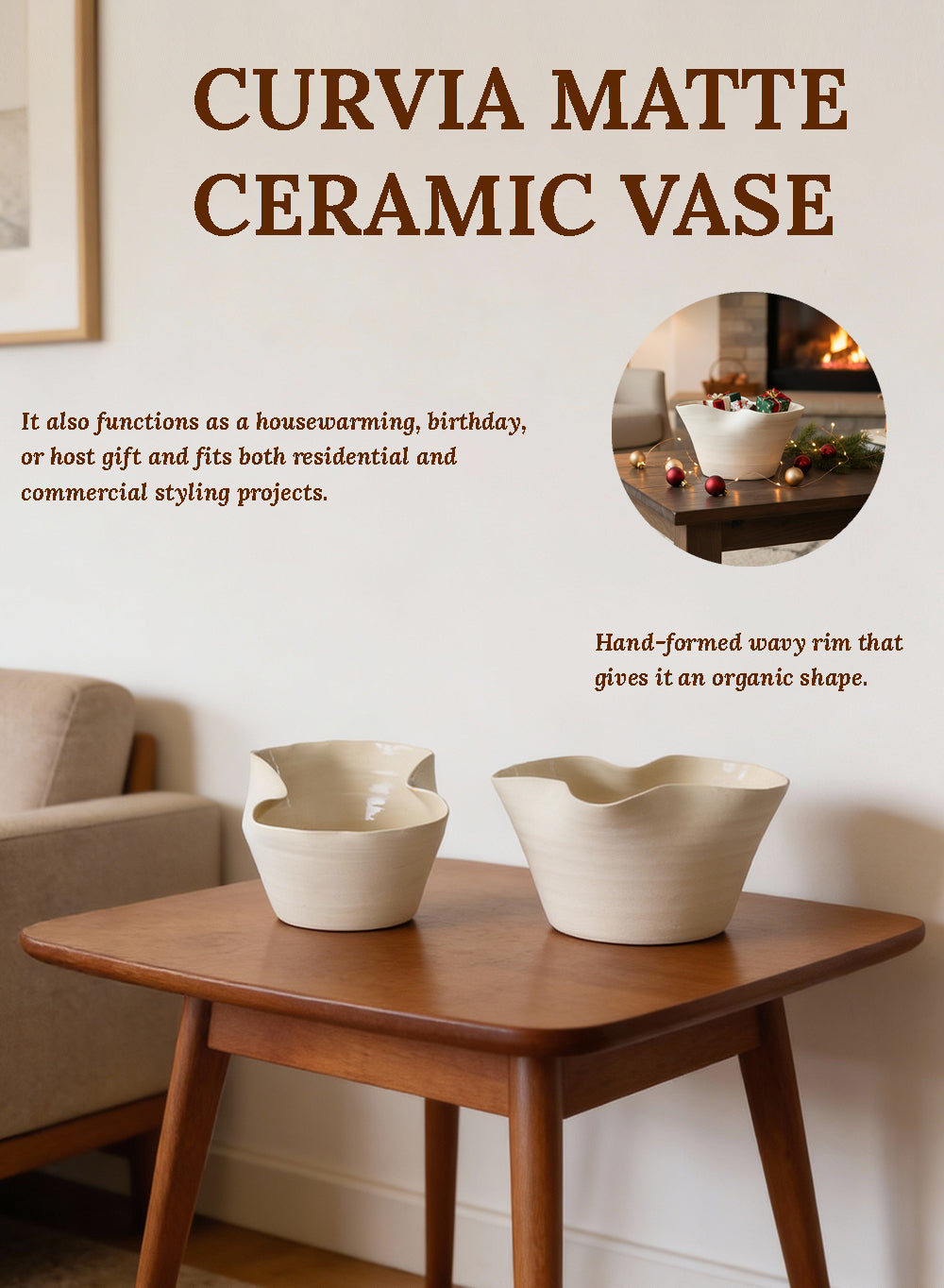 Curvia Matte Ceramic Vase Collection