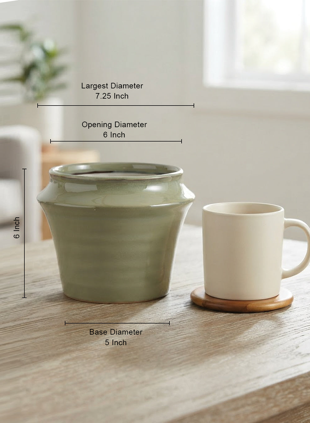 Sage Green Glazed Ceramic Planter Collection