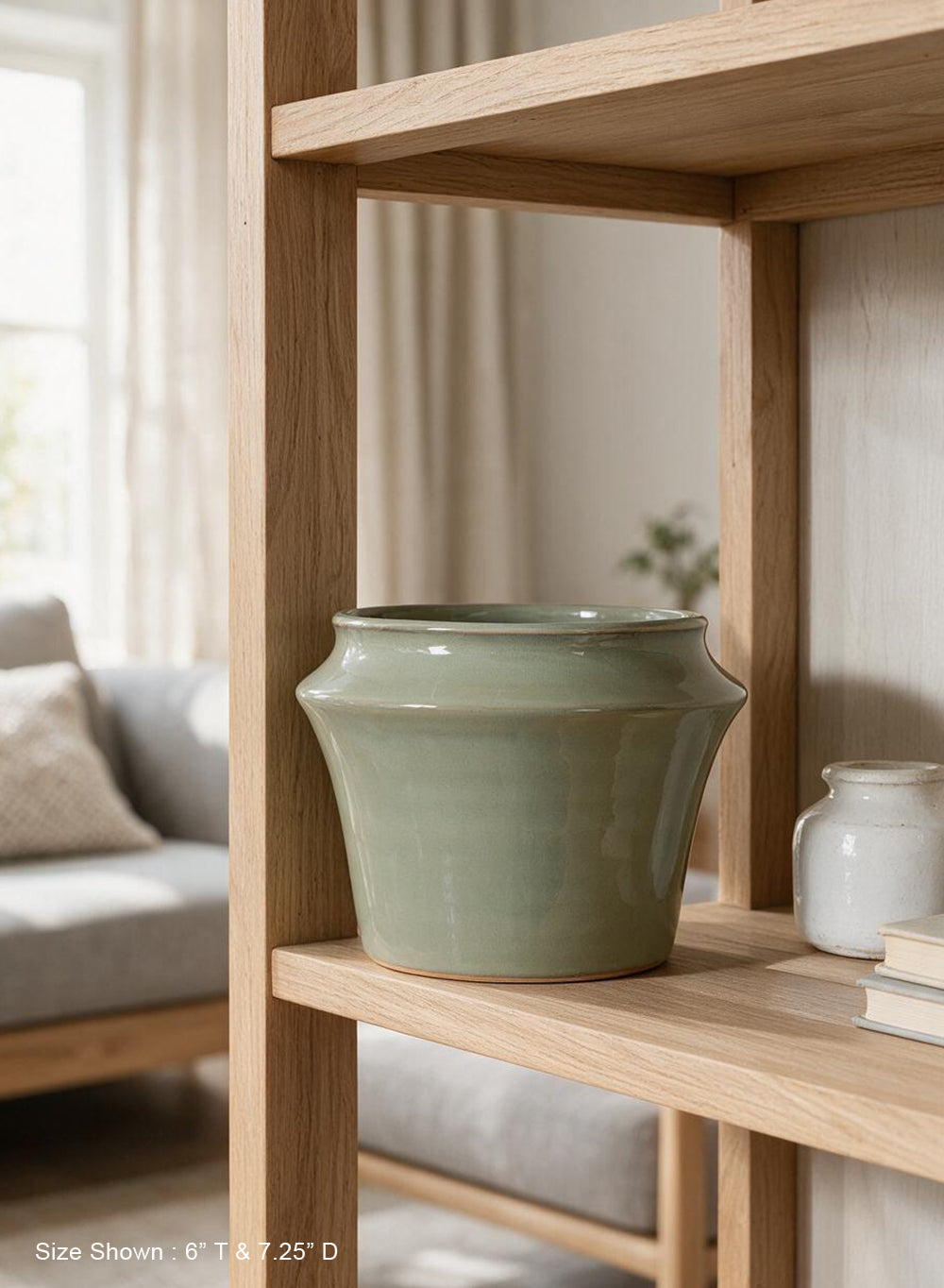 Sage Green Glazed Ceramic Planter Collection