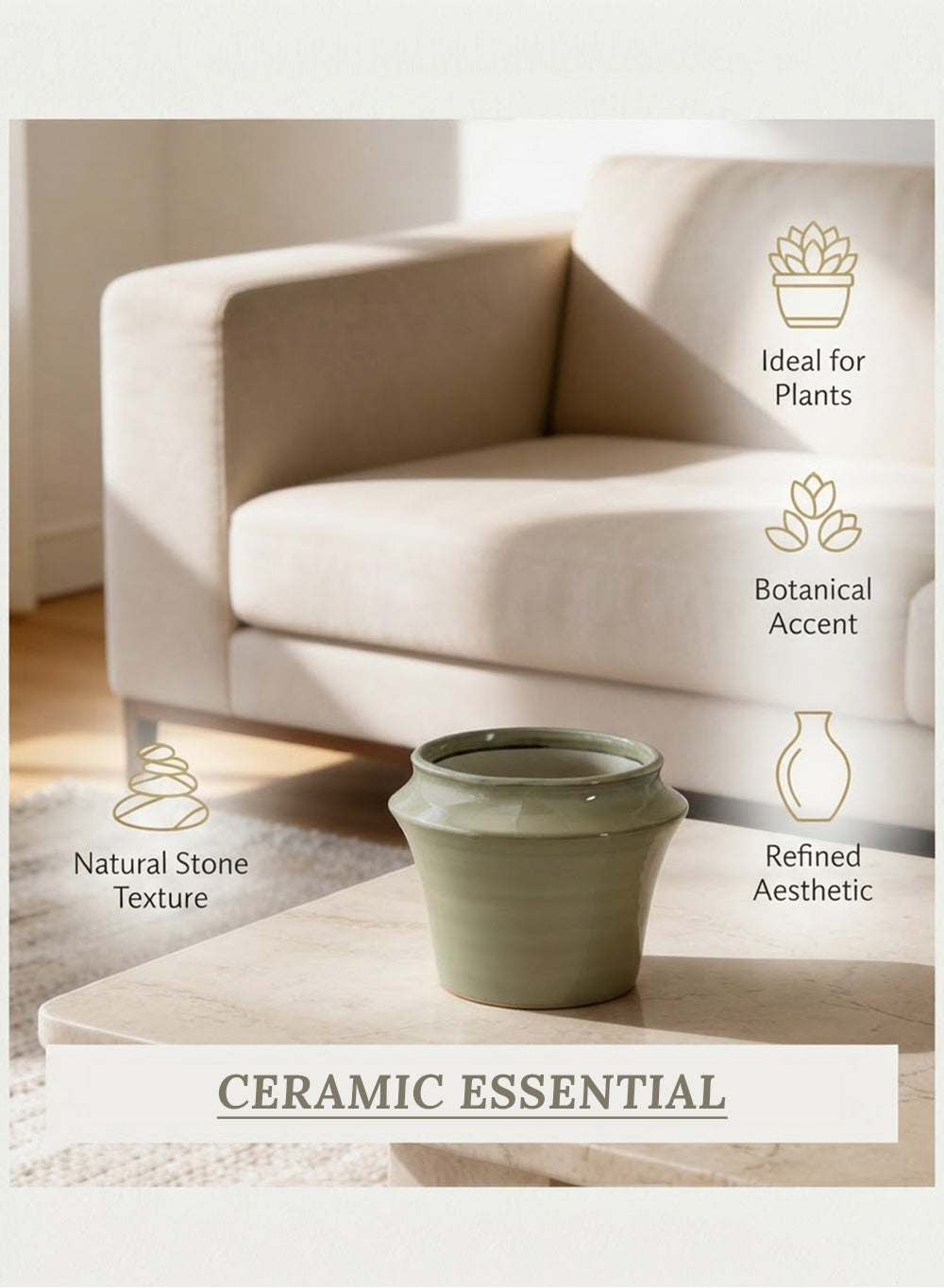 Sage Green Glazed Ceramic Planter Collection