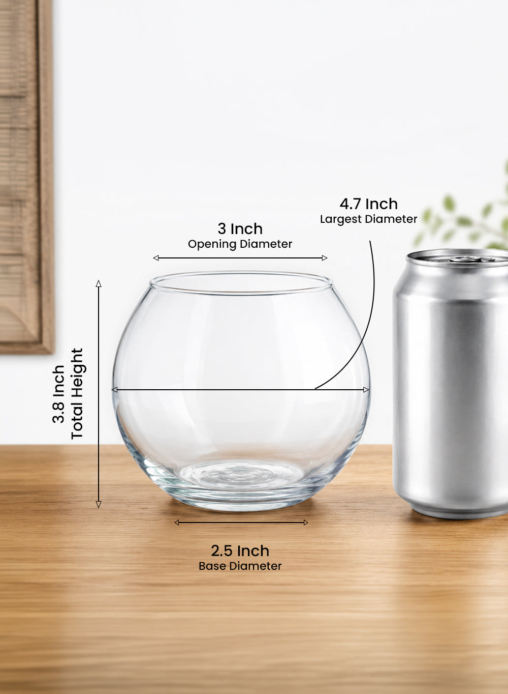 Clear Glass Fish Bowl Vase, 4.7" Diameter & 3.8" Tall, Pack of 12
