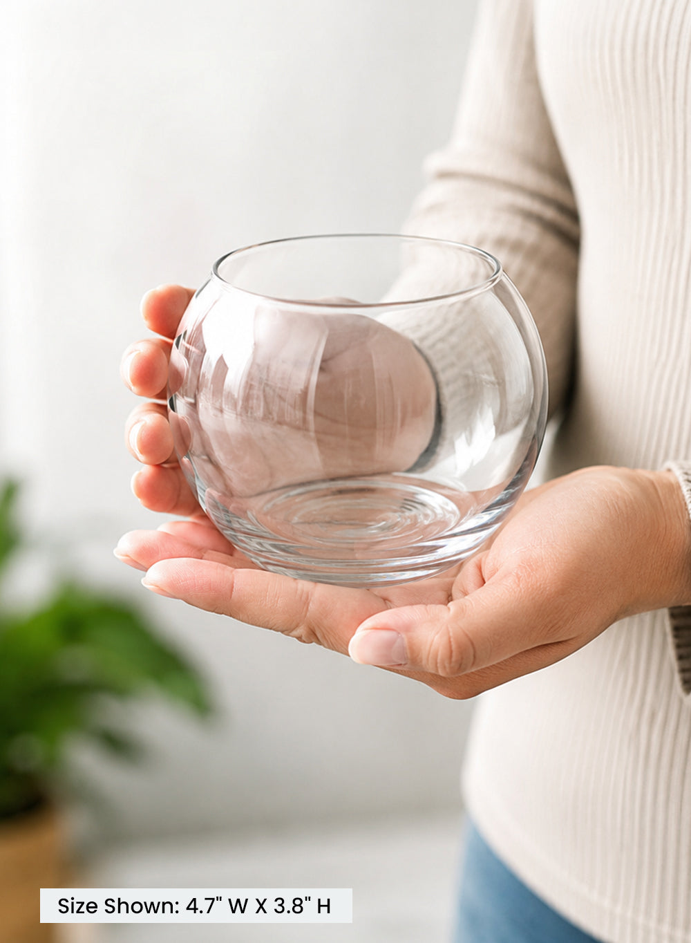 Clear Glass Fish Bowl Vase, 4.7" Diameter & 3.8" Tall, Pack of 12