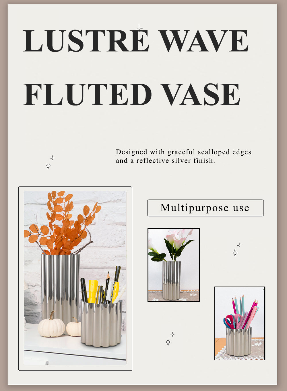 Lustre Wave Fluted Vase