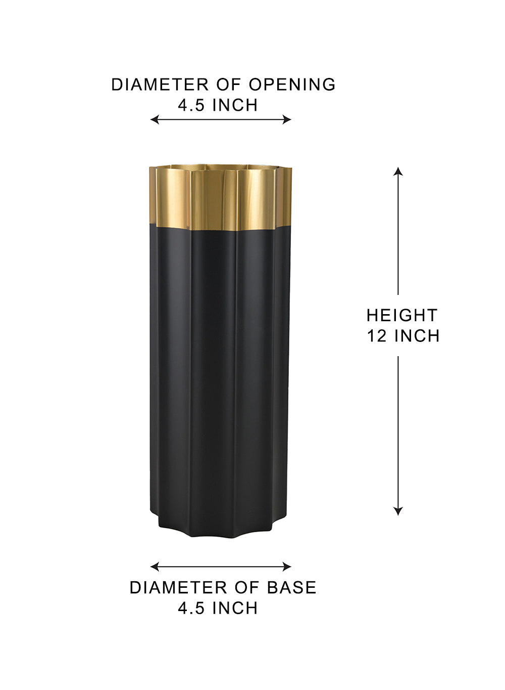 Lumiere Black & Gold Stainless Steel Vase