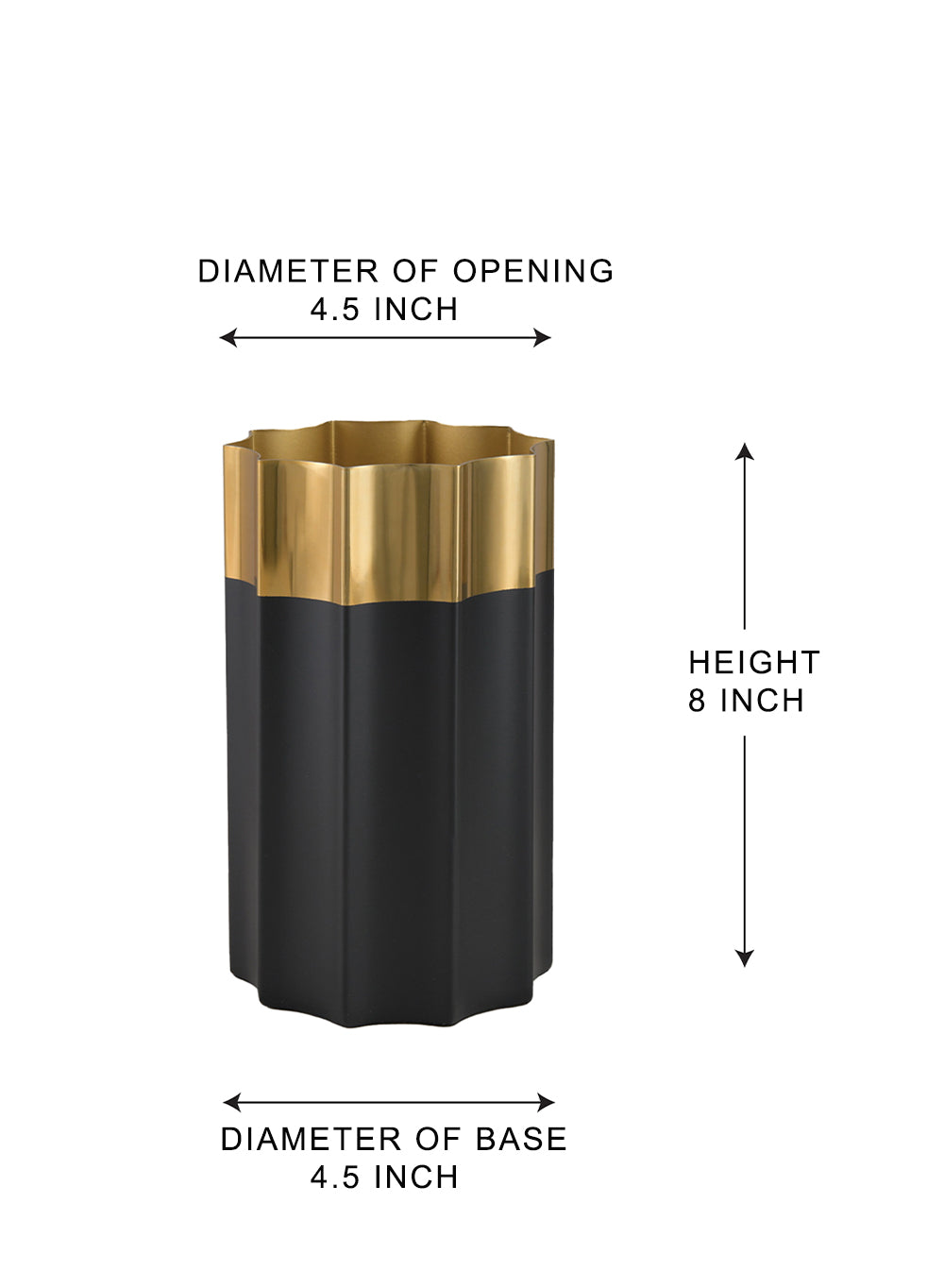 Lumiere Black & Gold Stainless Steel Vase