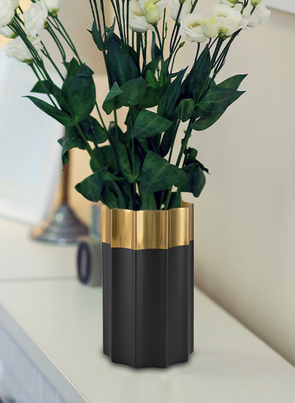 Lumiere Black & Gold Stainless Steel Vase