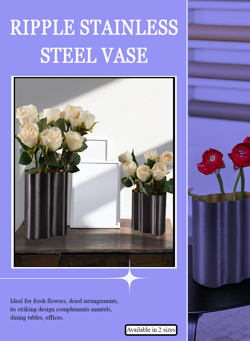 Ripple Stainless Steel Vase