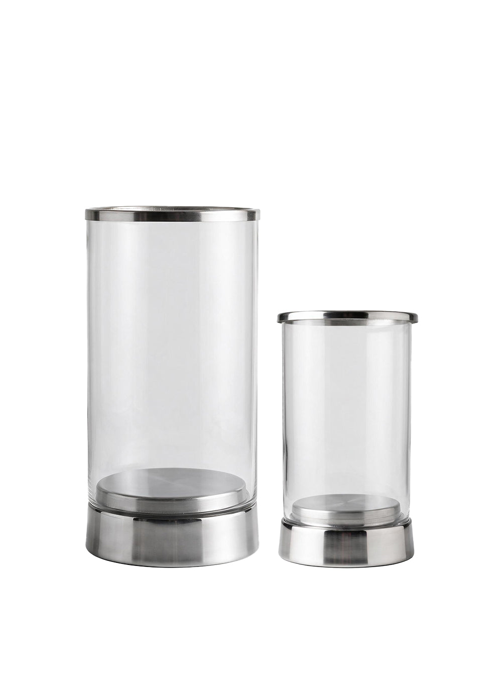 Gold Rimmed Glass Cylindrical Hurricane Collection