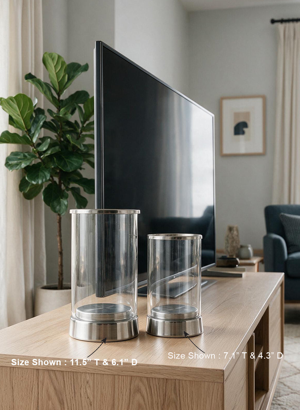 Gold Rimmed Glass Cylindrical Hurricane Collection