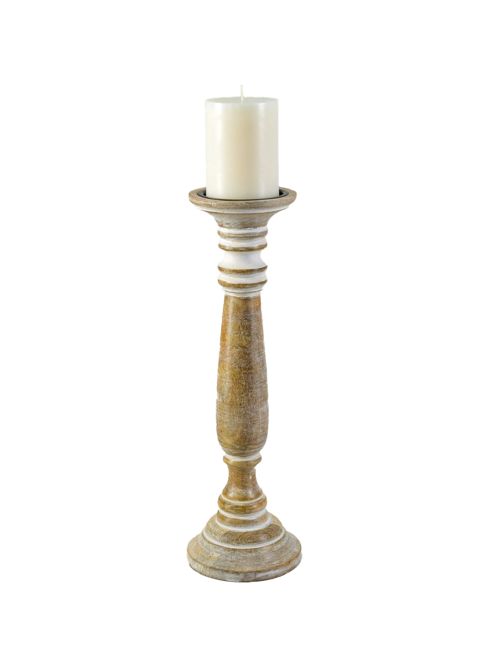 Natural Wood Pillar Candle Holder, in 2 Sizes