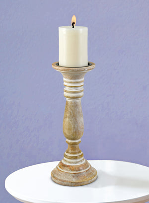 Natural Wood Pillar Candle Holder, in 2 Sizes