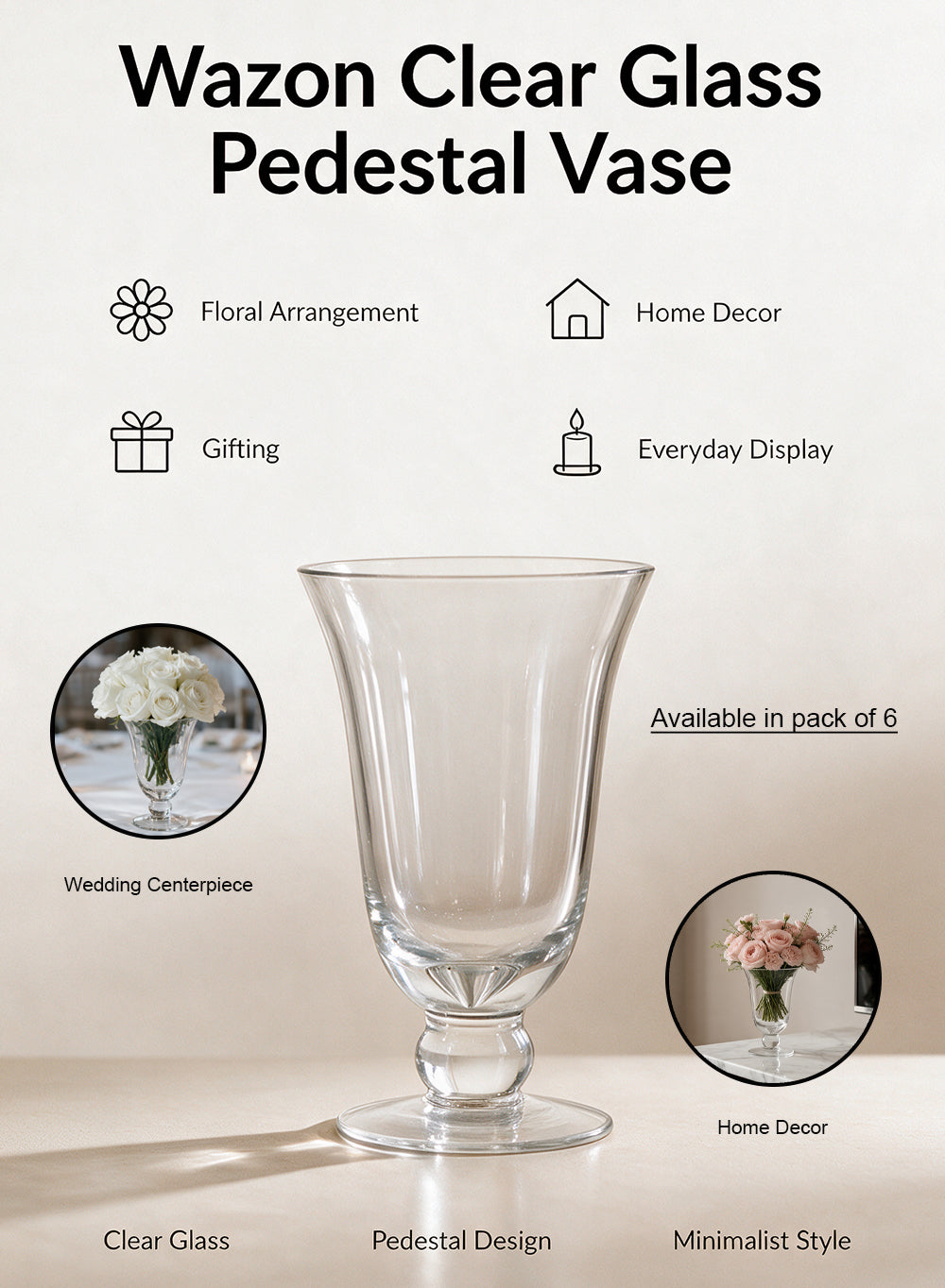 Wazon Pedestal Glass Urn Vase Collection