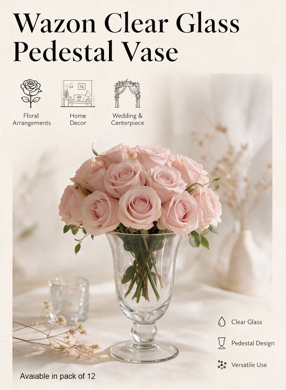 Wazon Pedestal Glass Urn Vase Collection