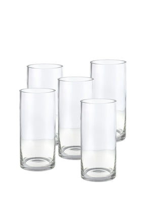 Serene Spaces Living Set of 12 Glass Cylinder Hurricane Vase- 3.5" Dia & 6" Tall