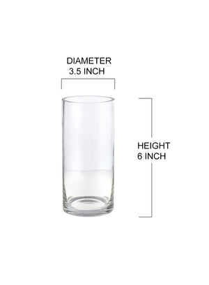 Serene Spaces Living Set of 12 Glass Cylinder Hurricane Vase- 3.5" Dia & 6" Tall