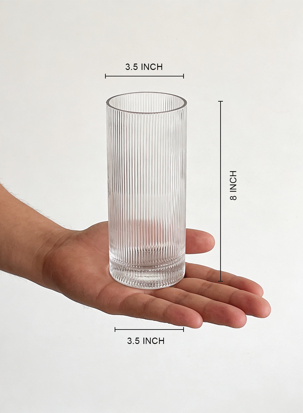 Fluted Ribbed Votive Vase, 3.5"Diameter x 8"Tall